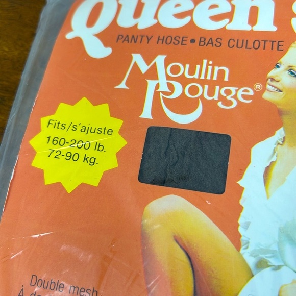Vintage Moulin Rouge Queen Size Pantyhose Double Mesh Tights Grey Pinup New NIP - Picture 3 of 5